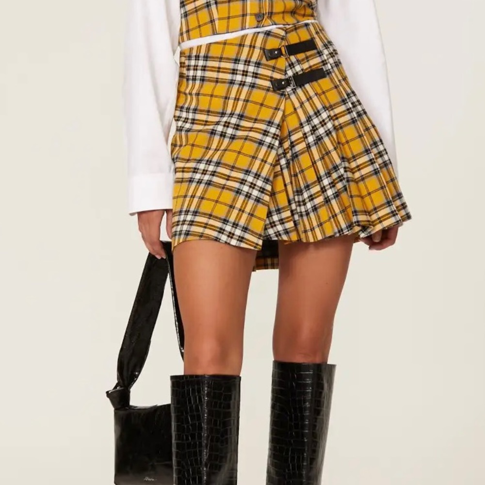Maje yellow plaid skirt